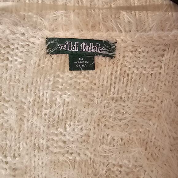 Wild Fable Oversized Eyelash Knit Cardigan Sweater Beige Button Front Size M - Picture 4 of 7
